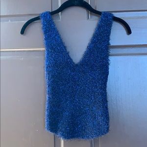 Cropped Sparkly Blue Sweater Tank